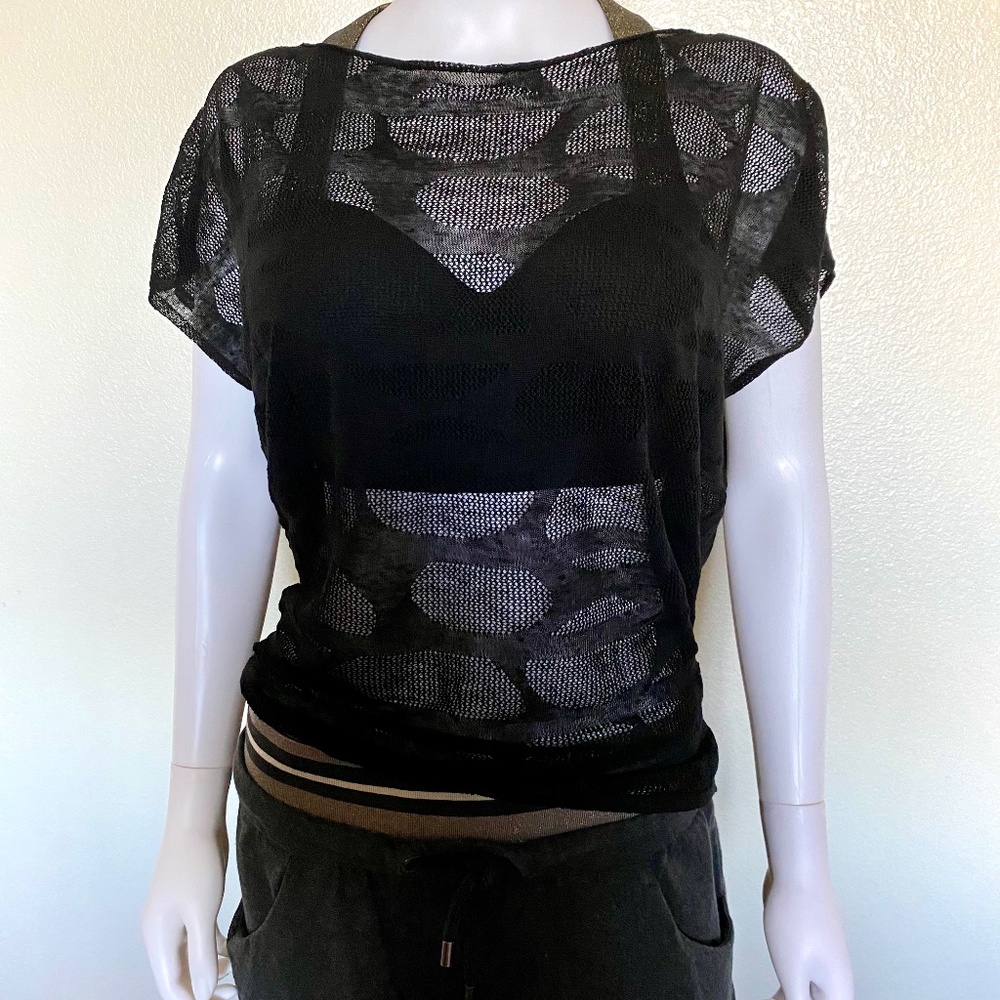 NWT Sarah Pacini Mesh Linen Top